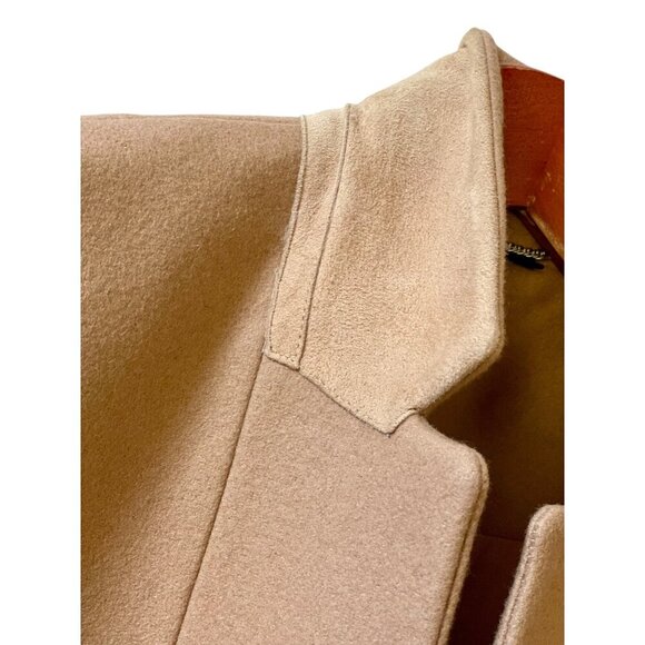AllSaints Leni Italian Wool Cashmere Suede Camel Coat UK 8 US 4 EU 36 Tailored - Picture 4 of 11